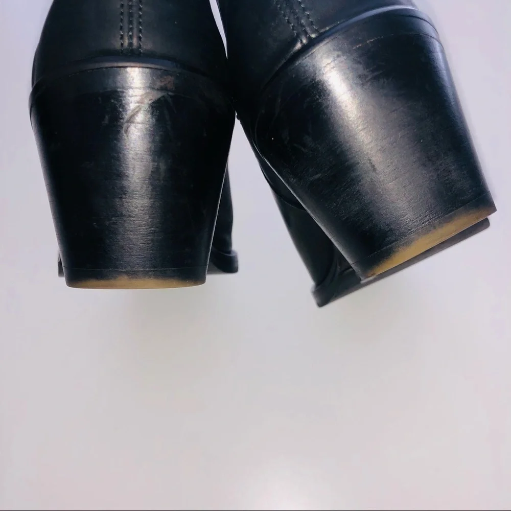 All Saints Black Leather Utilitarian Western Ankle Boots/Booties size 40 | US 10 - Picture 7 of 13